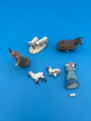 Vintage Mr Christmas in Bethlehem by Replacement Parts Sheep Shepherd Herder Cow