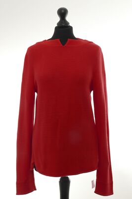 Peter Hahn Damen Pullover Pulli 36 rot uni Rundhals Feinstrick 100% Baumwolle