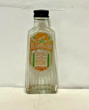 KLEAN-M-KLEAN Suede Dressing Glass Bottle Empty Very Good Vintage Condition