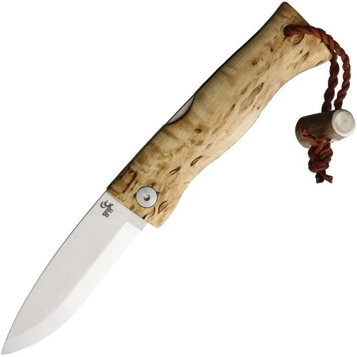 Karesuando Kniven Paltsa Folding Knife 2.75" RWL-34 Steel Blade Curly Birch - Imagem 2 de 4