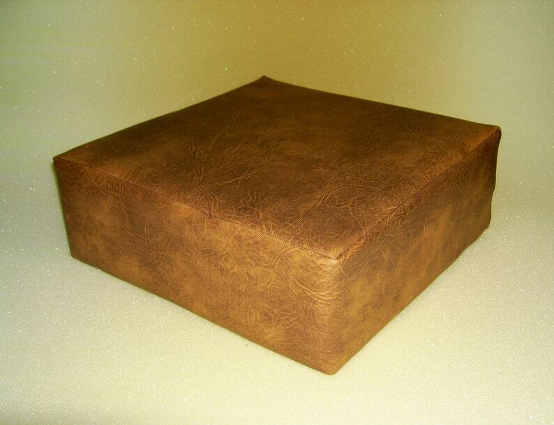 Seat Cushion in Premium Tan Faux Leather With Blue Firm Foam UK