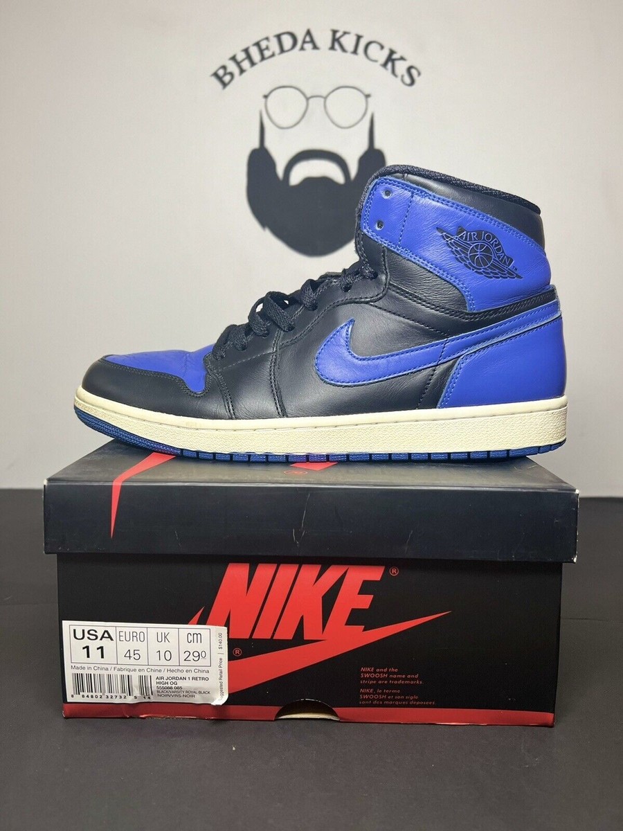 2013 Nike Air Jordan 1 Retro High OG Royal Blue Black Size 11  
