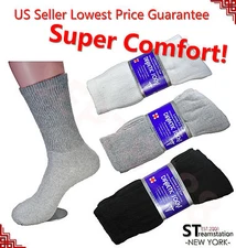 3,6,12 Pairs Diabetic Crew Circulatory Socks Health Mens Cotton 9-11 10-13 13-15