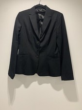 Elie Tahari Virgin Wool Blazer Size Uk 12 -us 8. Black 3 Button Suit Jacket