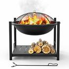 SereneLife SLCARFP54 Portable Outdoor Wood Fire Pit - 2-in-1 Steel BBQ Grill 26"