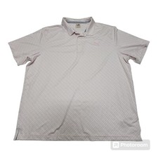Puma Golf Polo Shirt Mens XL Palm Tree All Over Print Light Pink Short Sleeves