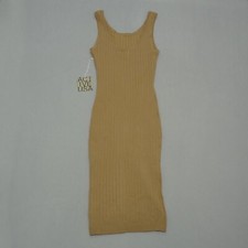 Active Usa Fitted Biege Ribbed Bodycon Tank Dress Sleeveless Juniors Size (M)