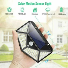 100 LED Solar Power Light PIR Motion Sensor Outdoor Waterproof Lamp Wall Garden