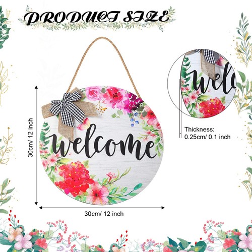 Spring Decorations Colorful Flowers Welcome Door Wall Hanging Wooden Sign Gift - Picture 6 of 12