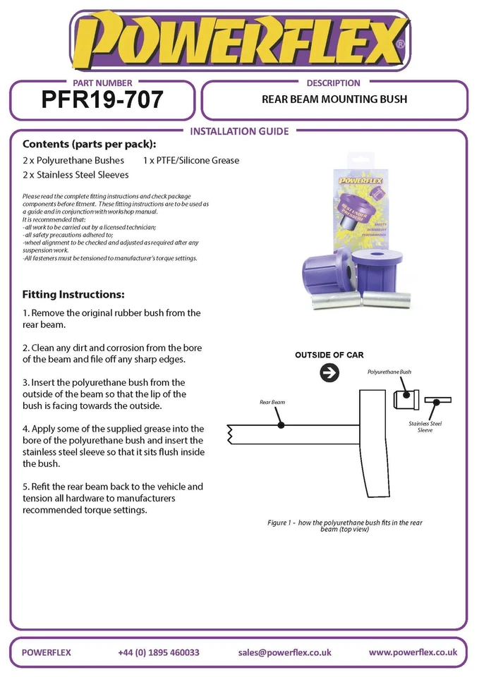 Powerflex Road Serie Posteriore Fascio Supporto Spazzole Per Ford Ka (96-2008) - Immagine 3 di 4