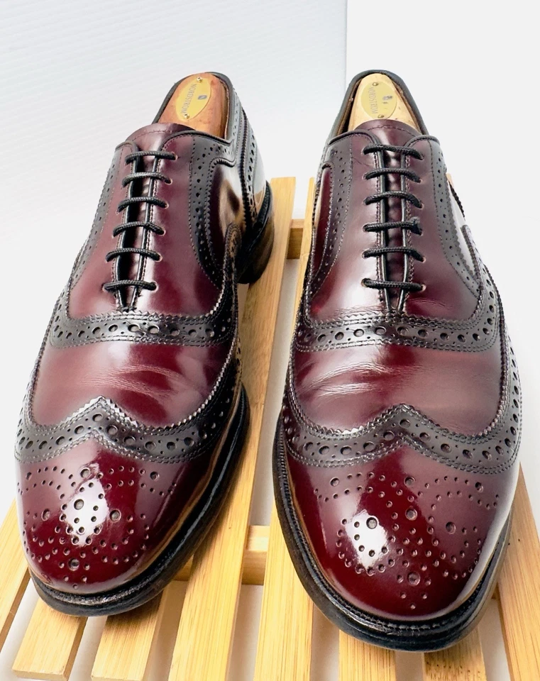 Allen Edmonds McAllister Mens Burgundy Wingtip Oxford Shoes Sz 9 C - Image 3 of 4