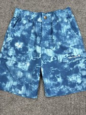 Carhartt Boys Medium 10-12 Blue Camo Tie Dye Hybrid Shorts Elastic Waist