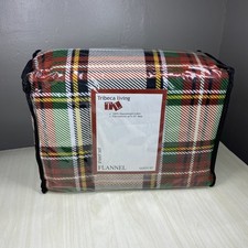 Tribeca Living Luxury Solid Flannel QUEEN Deep Pocket Sheet Set Charleston Plaid
