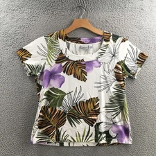 Chicos Blouse Tops Womens 3 Multicolor Short Sleeve Crew Neck Pullover Floral