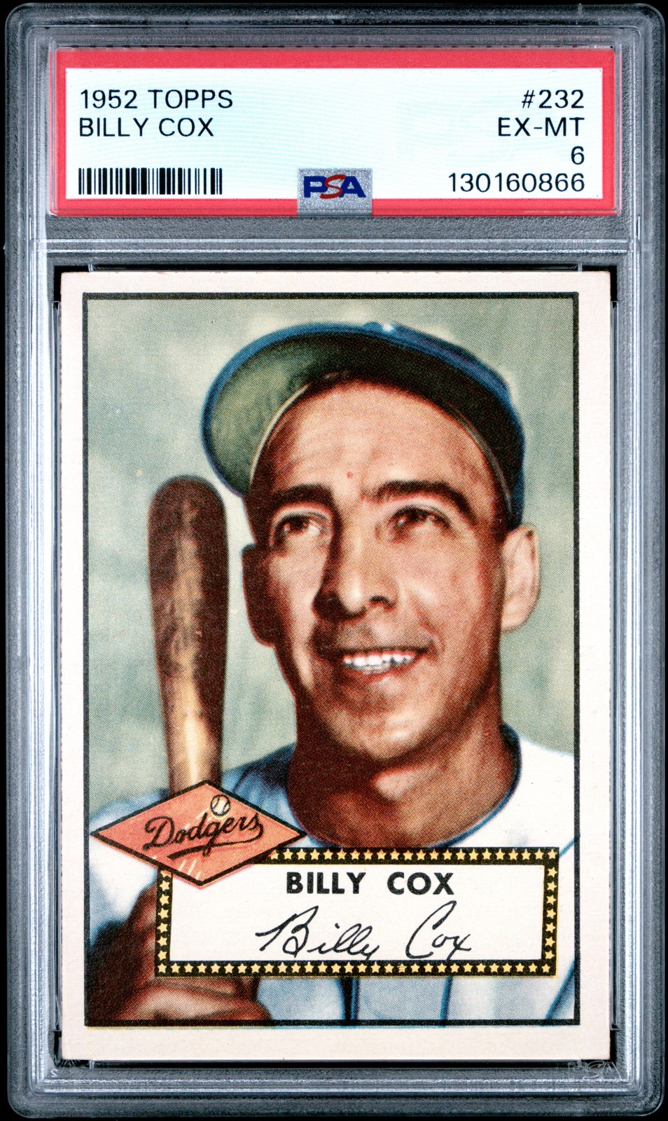1952 TOPPS #232 BILLY COX PSA 6