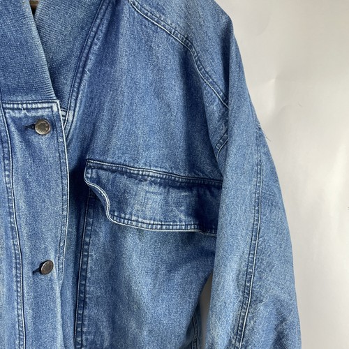 VTG 90's Sportables Denim Duster Chore Jacket Women's Small Long Button Front - Picture 5 of 14
