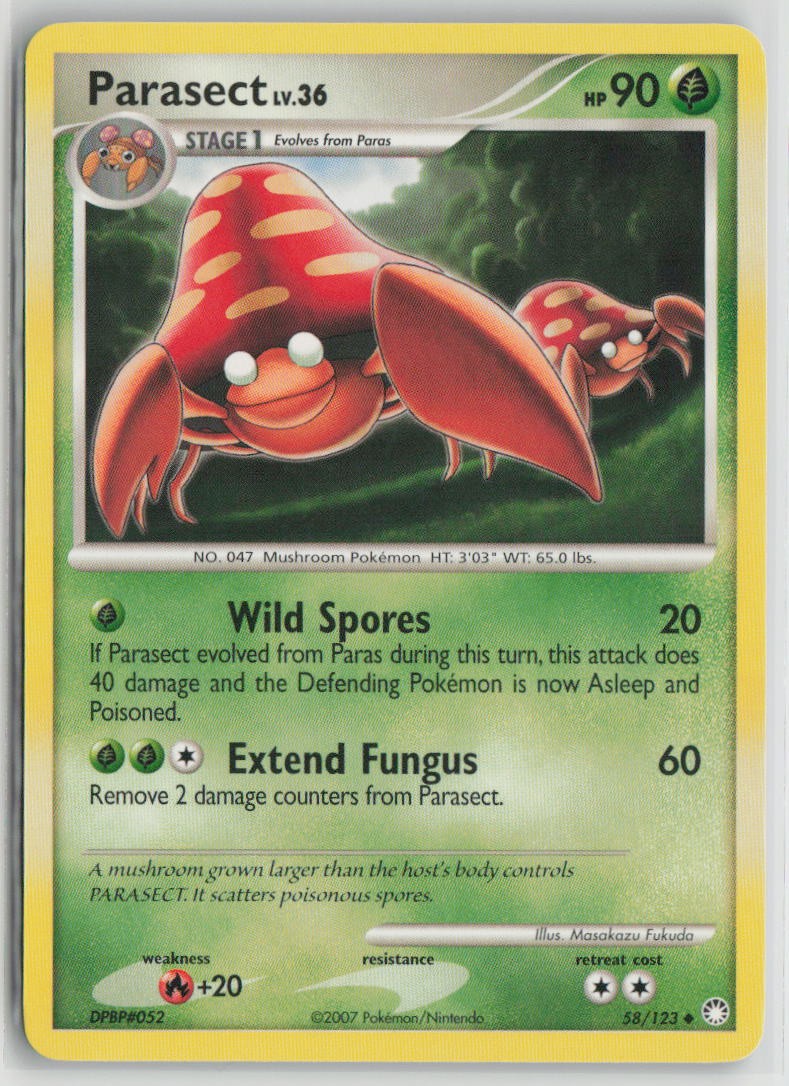 Parasect 58/123 Uncommon Mysterious Treasures Pokemon Lightly Played