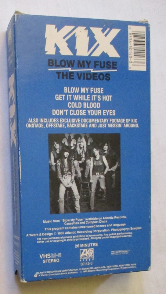 Kix Blow My Fuse The Videos VHS Video Tape 1989 Atlantic Rock Metal Music 80's Foto 2 de 4