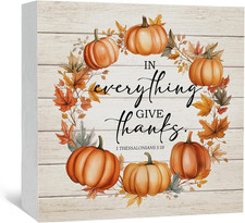 Fall Thanksgiving Wooden Signs, Farmhouse Fall Pumpkin Maple Leaves Decoration,