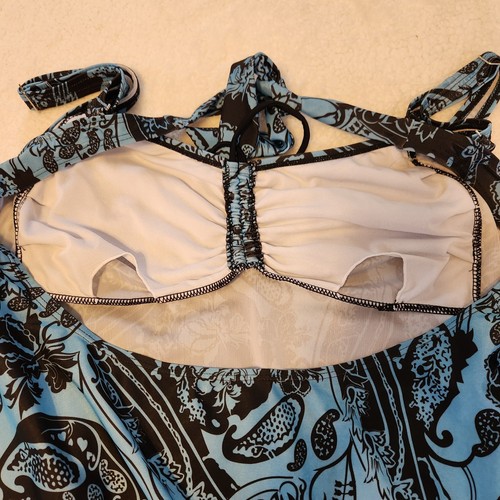 Women's Tankini Blue Black Paisley Swimwear Top Shoulder Straps Sz XXL Unbranded - Picture 7 of 16