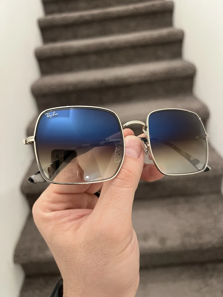 NUEVO Gafas de sol unisex Ray-Ban RB 1971 plateadas cuadradas azules degradadas 54 mm Foto 3 de 4