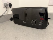 Quest 4 Slice Toaster 1400W Extra Wide Slots Defrost Reheat Black Open Box