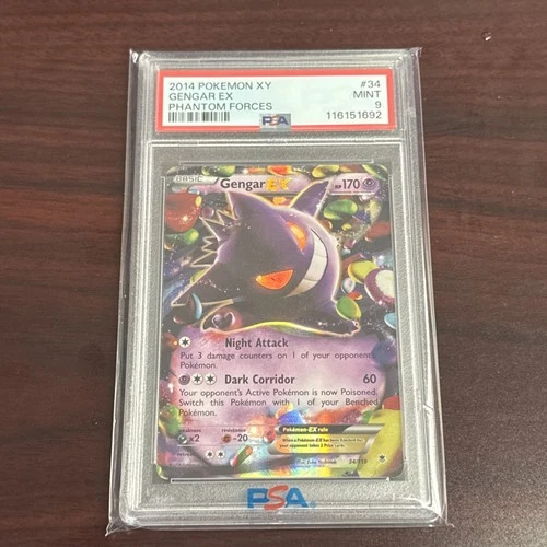 2014 POKEMON XY PHANTOM FORCES #34 GENGAR EX PSA 9