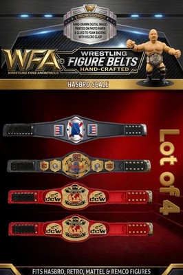 CCW Alabama Lot Of 4 Hand Made Hasbro Scale Wrestling Figure Belts