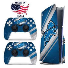 Detroit Lions PS5 Console  Controller Vinyl Skin Wrap Decal Set