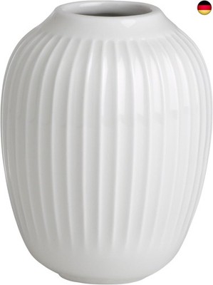 Kähler Vase H10.5 cm Hammershøi dänisches Design für Blumen Handarbeit, Weiss
