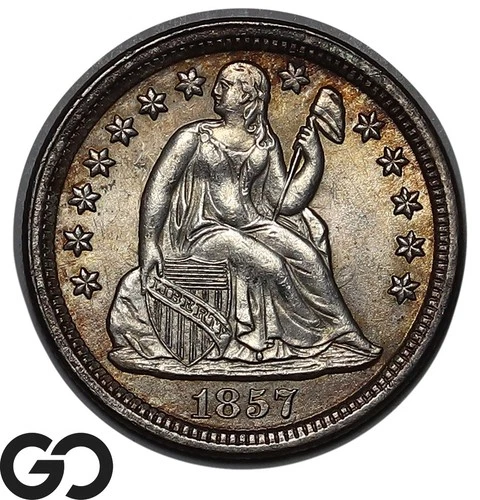 1857 Seated Liberty Dime, Sharply Struck Near Gem BU++ Collector Type Piece