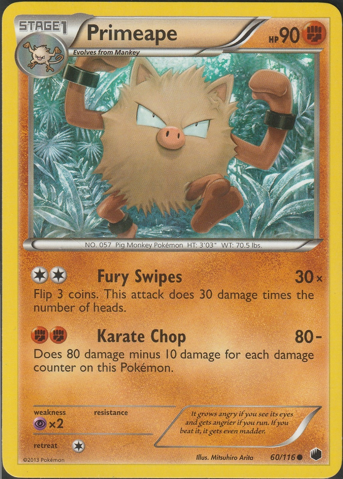 Primeape 60/116 Common Plasma Freeze LP Pokemon Card