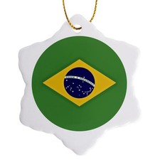 3dRose Brazilian Flag Order and Progress 3in Porcelain Snowflake Decorative