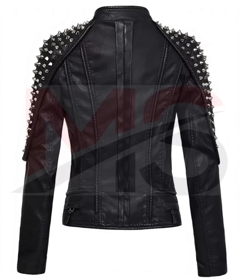 Brando Studded Style Spiked Punk Rock Mens Black Genuine Leather Biker Jacket - Image 4 of 4