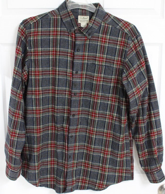 LL Bean Shirt Adult  M-REG Plaid Long Sleeve Button Up Flannel Outdoor Mens