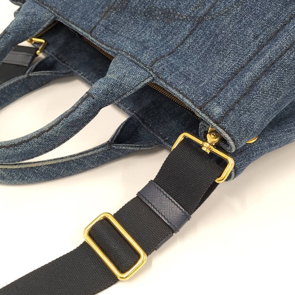 PRADA 2WAY Tote Bag Canapa Denim Gray 1BG439 from japan thumbnail 6
