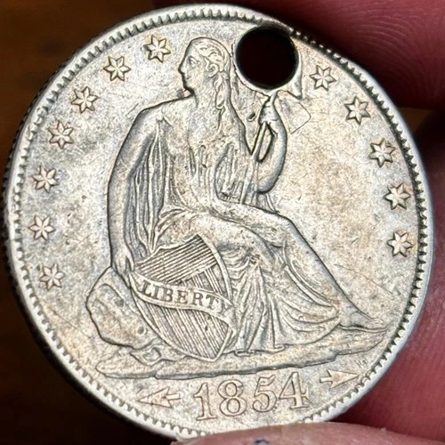 1854-O Seated Liberty Silver Half Dollar Arrows At date AU ABOUT UNCIRCULATED