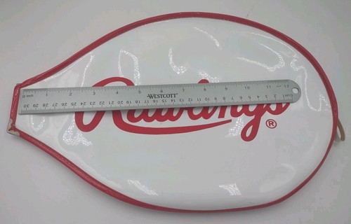 Vintage Rawlings Tennis Racket Cover Metal Zipper White Red - Picture 5 of 6