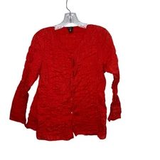 Eileen Fisher Orange Button Front 100% Cotton Blouse Women’s Medium