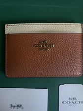 NEW COACH MINI SKINNY LEATHER ID WALLET GINGER MULTI 