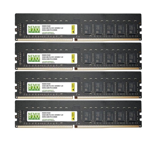 128GB 4x32GB DDR4-3200 PC4-25600 2Rx8 ECC Unbuffered Server Memory