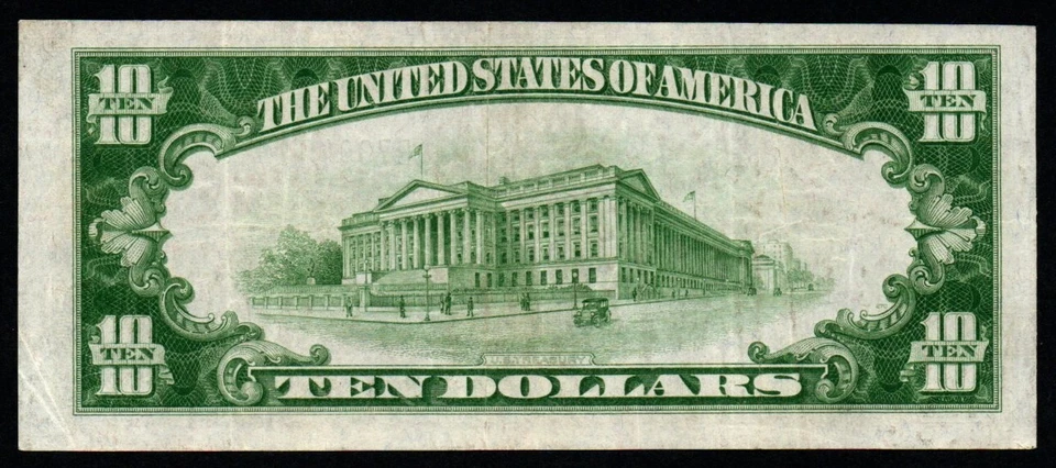 SCARCER C SERIES 1928C $10 GOLD DEMAND CRISP VF+/XF Federal Reserve Note! - Image 2 of 2