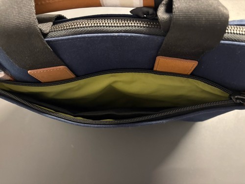 Knomo Fulham 14 inch Laptop Briefcase Navy Canvas NEW - Picture 12 of 16