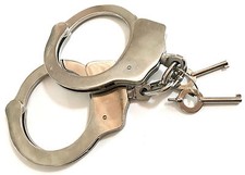 SOLID STEEL NICKLE PLATED HANDCUFFS heavy duty police officer hand cuff 2key set