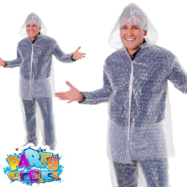 Funny Bubble Wrap Suit Stag Night Festival Mens Zoltan Film Fancy Dress