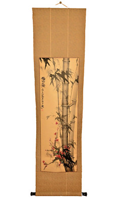 DONG SHOUPING Chinese Vintage Original Signed Blossom Landscape Scroll Painting