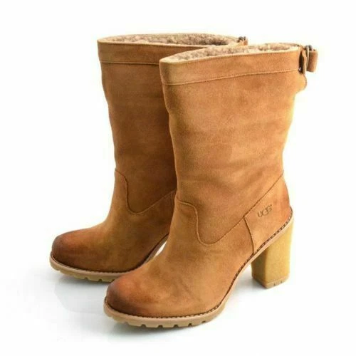 UGG AUSTRALIA CORALIE CHESTNUT SUEDE MID CALF BOOTS UK 5.5 EU 38 USA 7 RRP 175
