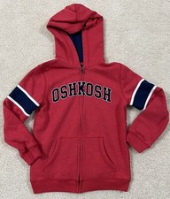 EUC OshKosh B'Gosh Boys Size 10 Red/Navy Full-Zip Hooded Sweatshirt