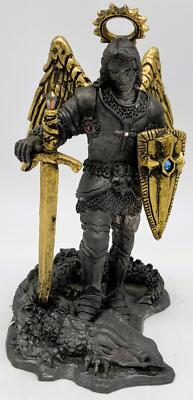 Michael Ricker Archangel Saint Michael Slaying a Dragon Pewter Statue ...