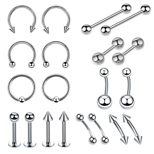 10-110Pcs Nose Hoop Stud Belly Button Ring Ear Lip Eyebrow Piercing Kit 14G 16G - Picture 6 of 12